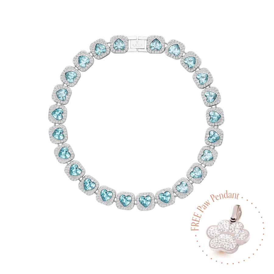 PET IT ON Heart-shaped Rivière Necklace - Paraiba Blue - ARTĒ Madrid