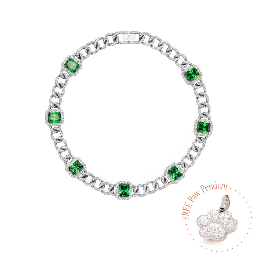 PET IT ON Cuban Chain Necklace - Tsavorite Green - ARTĒ Madrid